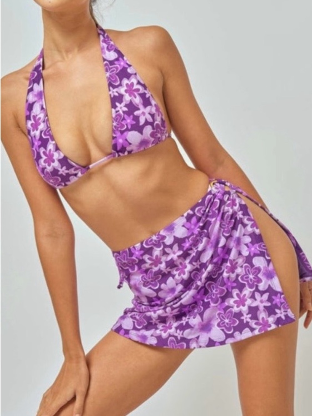 Blackbough Swim Halter Bikini Top in Wild Petunia Size S